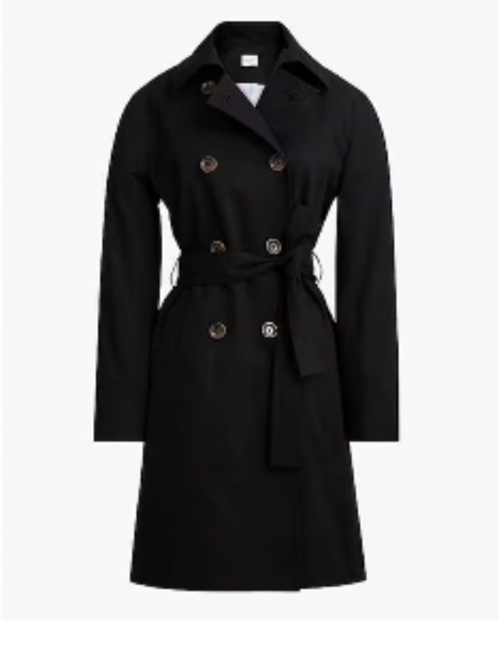 J. Crew Classic Black Double-Breasted Trench Coat -NWT Sz 4P